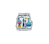 My Lab Is My Happy Place Scientist Enamel Pin, Lab Tech Pin Brooch, Laboratory Brooch Badges For Scientist Lab Technician Chemistry Student, Science Chemistry Lover Gift, STEM Gift Badges, Science
