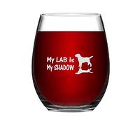 My Lab is My Shadow Labrador Dog Funny Stemless Wine Glass Laser Engraved Whiskey Glass Shot Glass Unique Idea for Him, Her, Mom, Wife, Boss, Sister, BFF, Birthday Gifts for Coworker,15 oz