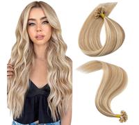 MY-LADY #12/613 Golden Brown Mix Bleach Blonde U Tip Hair Extensions Real Human Hair 18 Inch Straight Pre Bonded Hair Extensions Natural & Silky 25g