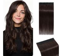 MY-LADY Clip in Hair Extensions Human Hair One Piece 5 Clips Natural Straight Hairpieces #2 Dark Brown 14 Inch Clip in Remy Hair Extensions 40g