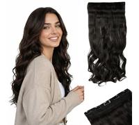 MY-LADY Clip In Hair Extensions One Piece 24 Inch Long Invisible Wavy Curly Hair Extensions 5Clip Ins Natural Fluffy Clip On Hair Pieces for Women,Dark Brown