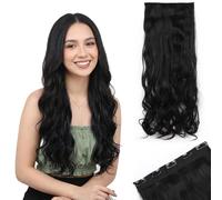 MY-LADY Clip In Hair Extensions One Piece 29 Inch Long Invisible Wavy Curly Hair Extensions 5Clip Ins Natural Fluffy Clip On Hair Pieces for Women,Black