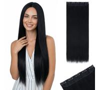 MY-LADY Clip In Hair Extensions One Piece 30 Inch Long Invisible Straight Hair Extensions 5Clip Ins Natural Thick Clip On Hair Pieces for Women,Black