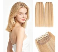 MY-LADY Clip in Hair Volumizer Adding Extra Volume Face Framing Clip in Hair Extensions 2PCS 4 Clips Real Hair 10 Inch 28g for Women Lightweight Natural #18/613 Ash Blonde Mix Bleach Blonde