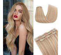 MY-LADY Hair Extensions Clip in 3PCS Ash Blonde Mix Bleach Blonde 18 Inch Long Straight Full Head Clip in Hair Extension Hair Pieces for Women & Girls Add Volume Length 80g