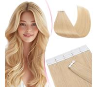 MY-LADY Human Hair Tape in Extensions - 20pcs Invisible Seamless Remy Real Hair Straight #24 Natural Blonde - 22 Inch 50g