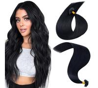 MY-LADY Keratin Bond Hair Extensions 14 Inch U Tip Pre Bonded Hair Extensions Real Human Hair Hot Fusion Invisible #1 Jet Black 25g