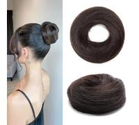 MY-LADY Messy Bun Hair Piece for Women Straight Real Hair Donuts for Buns #1B Natural Black Human Bun Extensions Scrunchies for Women Easy to Wear 17g