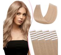 MY-LADY Seamless Invisible Tape in Hair Extensions - 20pcs Remy Real Human Hair Straight #27 Dark Blonde - 22 Inch 50g