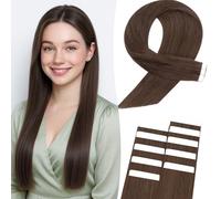 MY-LADY Tape Hair Extensions Real Remy Invisible Tape in Hair Extensions Human Hair for Women Straight 22 Inch 10 Pieces #2 Dark Brown 15g