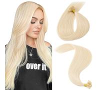 MY-LADY U Tip Hair Extensions Real Human 20 Inch Keratin Hair Extensions Invisible Straight #60 Platinum Blonde K Tips Extensions for Women Natural Look 25g