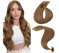 MY-LADY U Tip Hair Extensions Real Human #6 Light Brown Keratin Hair Extensions Invisible Straight K Tips Extensions for Women Natural Look 22 Inch 25g