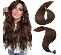 MY-LADY U Tip Hair Extensions Real Human Hair #4 Medium Brown 22 Inch Straight Pre Bonded Hair Extensions Natural & Silky 25g