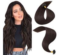 MY-LADY U Tip Hair Extensions Real Human Hair Remy Straight #2 Dark Brown Nail Tip Fusion Hair Extensions for Women Invisible 24 Inch 25g