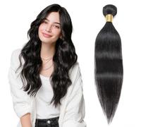 MY-LADY Weave Hair Extensions 16 Inch Double Drawn Weft Human Hair Extensions Straight Weft Sew in Bundles 100g #1B Natural Black