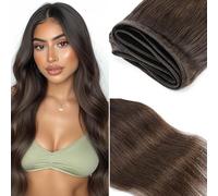 MY-LADY Weave Hair Extensions #2 Dark Brown Double Drawn Weft Human Hair Extensions 16 Inch Straight Weft Sew in Bundles 100g
