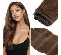 MY-LADY Weave Hair Extensions #4 Medium Brown Double Drawn Weft Human Hair Extensions 16 Inch Straight Weft Sew in Bundles 100g