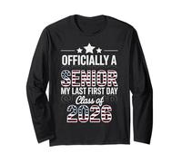 My Last First Day Senior Class of 2026 American Flag Design Long Sleeve T-Shirt