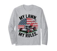 My Lawn My Rules American Flag Lawn Mower Funny Riding Gifts Long Sleeve T-Shirt