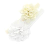 My Lello 2 Pack Infant Baby Mixed Colors Fabric Petal Flower Headbands (Ivory/White)
