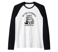My Level of Kindness Depend on You Angry Cat Women, Men Raglan Baseball Tee
