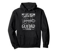 My Life Began With My First Guitar Strum Music Guitarist Pullover Hoodie