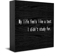 My Life Feels Like A Test I Didn'T Study For Wood Box Sign Decor Desk Sign Rustic Home Shelf Wall Decoration Grad Gift 5 X 5 Inches