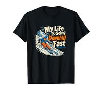 My Life is Going Downhill Fast Downhill Skier Value Graphic T-Shirt