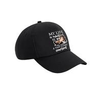 My Life Is Ruled by A Tiny Furry Overlord | Kitten Lover Humour Gift for Cat Mum or Dad, Pet Parent, Animal Lover, Cotton Authentic 5 Panel Cap. (Black)