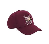 My Life Is Ruled by A Tiny Furry Overlord | Kitten Lover Humour Gift for Cat Mum or Dad, Pet Parent, Animal Lover, Cotton Authentic 5 Panel Cap. (Burgundy)