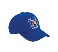 My Life Is Ruled by A Tiny Furry Overlord | Kitten Lover Humour Gift for Cat Mum or Dad, Pet Parent, Animal Lover, Cotton Authentic 5 Panel Cap. (Bright Royal)