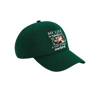 My Life Is Ruled by A Tiny Furry Overlord | Kitten Lover Humour Gift for Cat Mum or Dad, Pet Parent, Animal Lover, Cotton Authentic 5 Panel Cap. (Green)