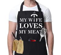 My Life Loves My Meat Apron Gift For Him Man Dad Cooking Chef Novelty Chef BBQ 30th 40th 50th 60th Birthday Christmas Stocking Filler Secret Santa Rude Silly Presents Him Husband Dad Boyfriend Uncle