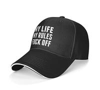 My Life My Rules Fuck Off Unisex Visor Hat Plain Dad Hats Adjustable Snapback Cap for Walking Sports Golf