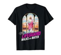 My Lifeguard Walks On Water Jesus Walking Water Bible Verse T-Shirt, Men, Black, Small