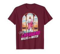 My Lifeguard Walks On Water Jesus Walking Water Bible Verse T-Shirt, Men, Burgundy, Medium