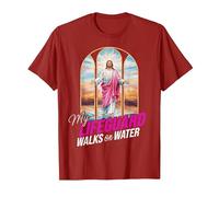 My Lifeguard Walks On Water Jesus Walking Water Bible Verse T-Shirt, Men, Cranberry Red, X-Large