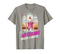 My Lifeguard Walks On Water Jesus Walking Water Bible Verse T-Shirt, Men, Slate Grey, Medium