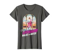 My Lifeguard Walks On Water Jesus Walking Water Bible Verse T-Shirt, Women, Asphalt Grey, Large