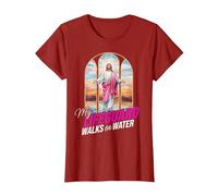 My Lifeguard Walks On Water Jesus Walking Water Bible Verse T-Shirt, Women, Cranberry Red, Medium