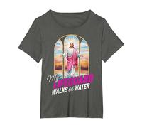 My Lifeguard Walks On Water Jesus Walking Water Bible Verse T-Shirt, Women's Plus, Asphalt Grey, 2X