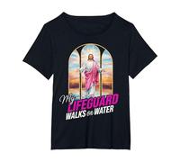My Lifeguard Walks On Water Jesus Walking Water Bible Verse T-Shirt, Women's Plus, Black, 2X