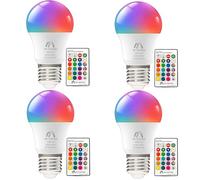 My Lighting 10W E27 ECO Series Colour Changing Light Bulb Dimmable, LED Bulbs with Remote,RGB + Cool White 6000K, 16 Million Colour for Home Decore & Mood Lighting (Pack of 4 LED Bulbs)