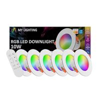 My Lighting RGB Led Downlight for Ceiling 4 inch 100W Equivalent 10W 800LM Smart Recessed Spot Lights with APP Control, White - Colour Changing RGB Lighting for Indoor (6packs) [Energy Class A+]