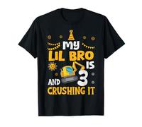 My LIL BRO Is 3 3rd Birthday Boy Digger Construction T-Shirt