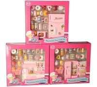 My Little Kitchen Play Food Set, Pink Refrigerator with Food Accessories, Kids Pretend Play Kitchen Toys