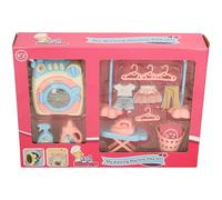 My Little Kitchen Washing Machine Play Set, Kids Pretend Laundry Toys with Clothes and Accessories, Pink and Blue