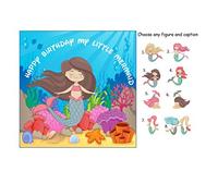 My little Mermaid Square Cake Edible Icing or Wafer Topper 7.5 inch Personalised (Icing)