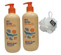 My Líttle Míracle Baby Shampoo 500ml, Lightly Scented With Argan & Aloe Twin Pack With Free Beauty Body Puff(Any Colour)