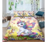 My Little Pony 3D Print Rainbow Unicorn Duvet Cover Comforter Covers Quilt Cover for Teens And Adults Bedding Set Soft Microfiber with Pillow Cases with Zipper Closure 3 Pieces Double（200x200cm）